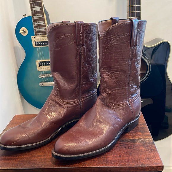 Men’s Lucchese oxblood western roper cowboy boots 8.5 - Picture 2 of 13
